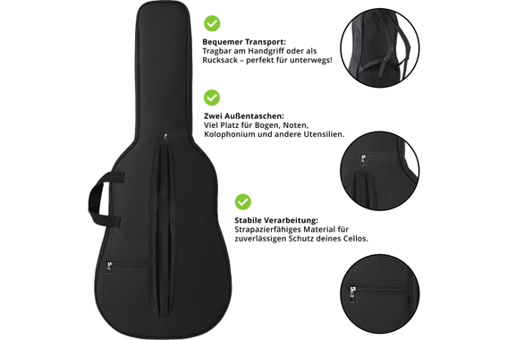Classic Cantabile CP-100BK 4/4 Cello Set Schwarz  - Retoure (Zustand: gut) image 8