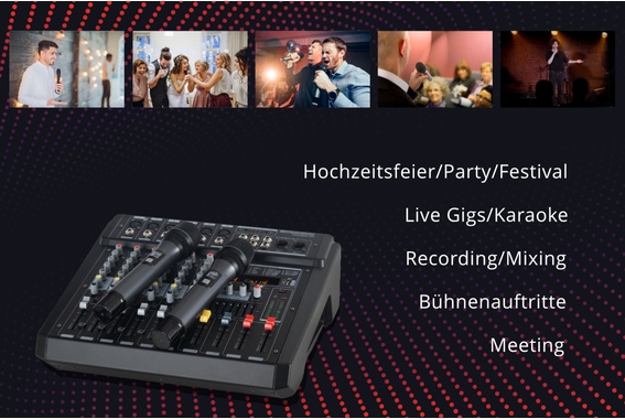 Pronomic Powermake 600 Powermixer met Draadloze Microfoons image 8