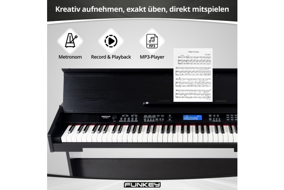 FunKey DP-88 II Digitalpiano schwarz Set mit Economy Keyboardbank, Kopfhörer und Klavierschule image 8