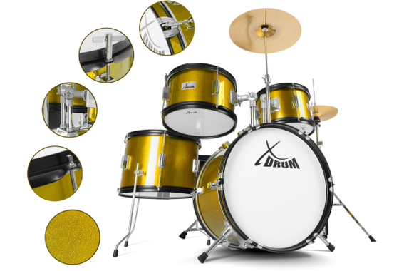 XDrum Junior Pro Kinder Schlagzeug Sunset Gold Sparkle inkl. Schule  - Retoure (Zustand: sehr gut) image 8