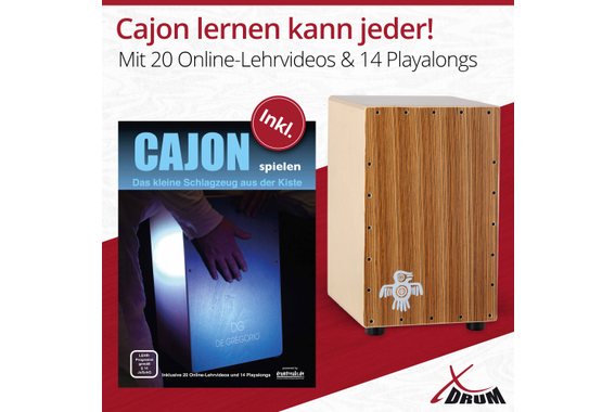 XDrum PERC CP-484 Cajon Peruana Zebrano Set incl. Scuola di Cajon image 8