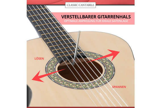 Classic Cantabile Acoustic Series AS-851-L Klassikgitarre 7/8 für Linkshänder Starter-SET image 8