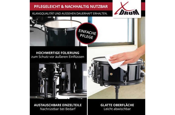 XDrum Rookie 20" Studio Batteria Black più Set di Smorzatori image 8