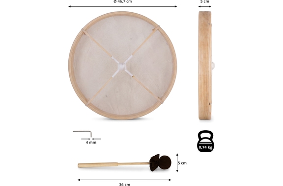 Classic Cantabile FD-18 Tambour-Cadre Ethnic Accordable 18" image 8