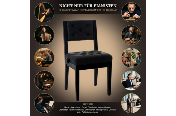 Classic Cantabile Pianostoel Premium Zwart Hoogglans image 8