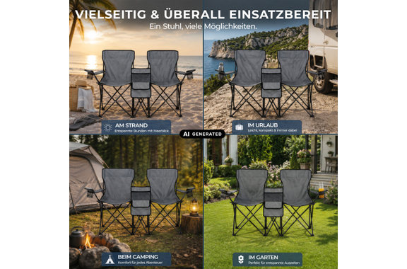 Stagecaptain CS-1485 Doppelsitzer Campingstuhl  - Retoure (Zustand: sehr gut) image 8