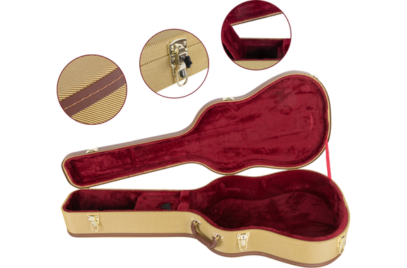 Classic Cantabile WS-10BK-LH Westerngitarre schwarz Linkshänder-Modell Hardcase Set image 8