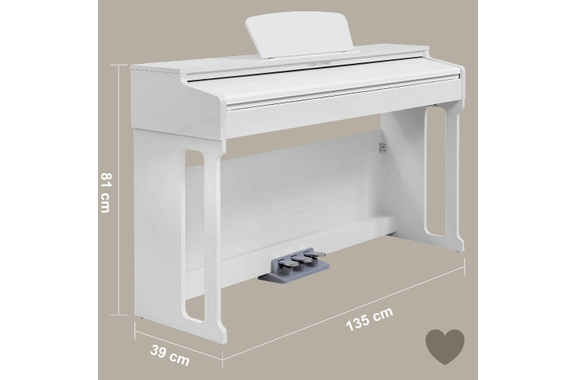 Classic Cantabile DP-220 WM E-Piano Bianco Opaco image 8