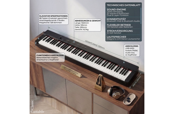 Classic Cantabile SP-316 Stage Piano Schwarz  - Retoure (Zustand: sehr gut) image 8