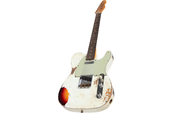 Fender Custom Shop 1960 Telecaster Custom Heavy Relic Aged Olympic White Over Chocolate 3-Tone Sunburst image 8