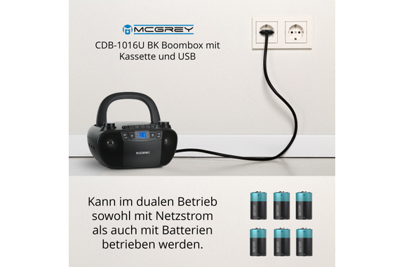 McGrey CDB-1016U BK Boombox With Cassette, Bluetooth and USB image 8