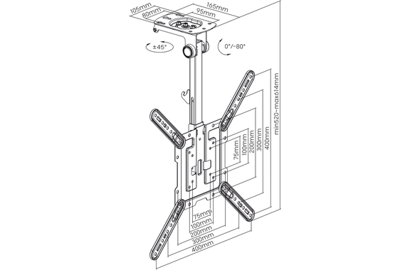 my wall HL 45-3L Supporto A Soffitto Ribaltabile Per TV A Schermo Piatto image 8
