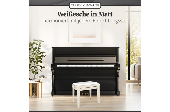 Classic Cantabile Banc De Piano Blanc Cassé Mat image 8