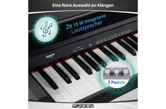 FunKey DP-1088 SM Digitalpiano Zwart Mat Set incl. Bank, Koptelefoon en School image 8