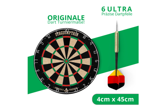 Stagecaptain DBS-1715 BullsEye Pro Bersaglio da Freccette + Supporto e Tappetino Set Nero image 8