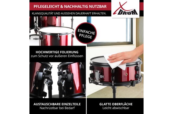 XDrum Rookie 22" Standard Batteria Ruby Red più Set Ammortizzatori image 8