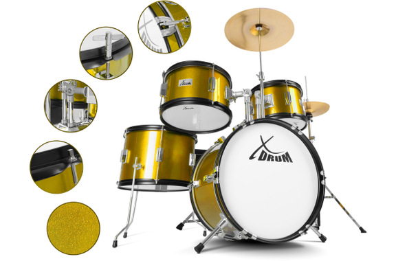 XDrum Junior Pro Kinder Schlagzeug Sunset Gold Sparkle inkl. Schule image 8