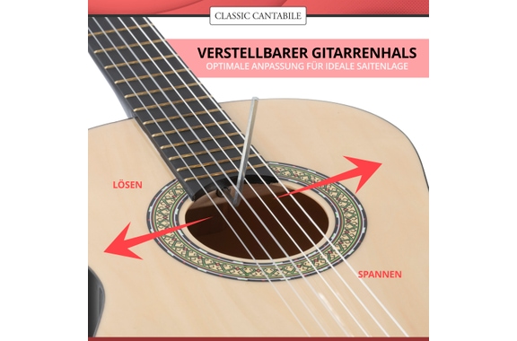 Classic Cantabile Acoustic Series AS-851-L Klassikgitarre 4/4 für Linkshänder Starter Set image 8