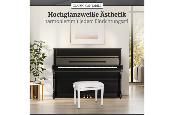 Classic Cantabile Piano Bench White High Gloss image 8