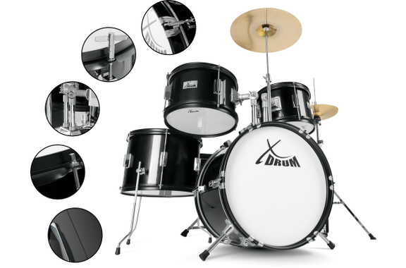 XDrum Junior Pro Kinder Schlagzeug Black Sparkle inkl. Schule  - Retoure (Zustand: sehr gut) image 8