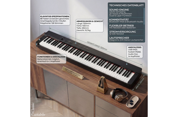 Classic Cantabile SP-316 Stage Piano Negro image 8