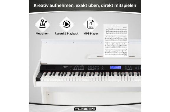 FunKey DP-88 II Digitalpiano blanco Set con banco de teclado Economy, auriculares y escuela de piano image 8