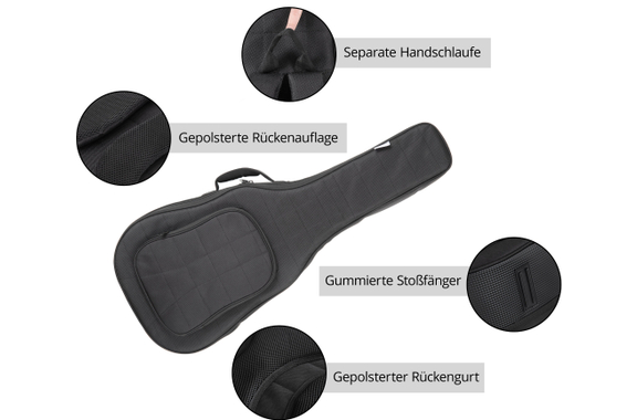 Classic Cantabile WS-10BK-LH Westerngitaar zwart Linkshandig model Tas Set image 8