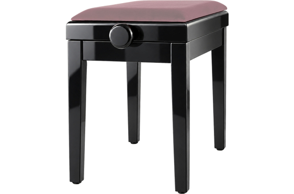 Classic Cantabile Banc De Piano Modèle A Noir Laqué Velours Rosé image 8