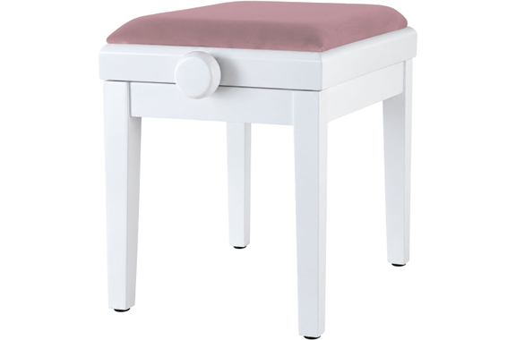 Classic Cantabile Banquette De Piano Modèle A Blanc Laqué Velours Rosé image 8