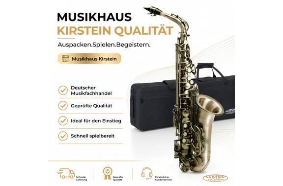 Classic Cantabile Winds AS-450 Antique Yellow Alto Saxophone Set image 8