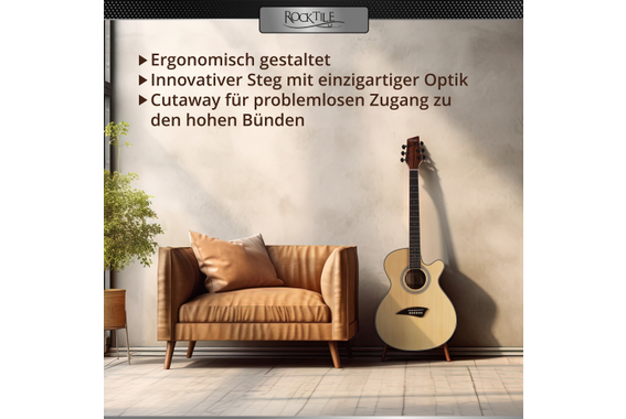 Rocktile WSC-50C-NT Slim Line Guitare Folk Natural image 9