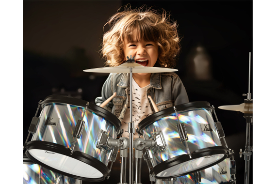 XDrum Junior Pro Kinder Schlagzeug Laser Silver inkl. Schule  - Retoure (Zustand: sehr gut) image 9