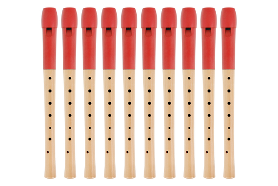 Classic Cantabile Pivella Blockflöte Rot, deutsche Griffweise 10er Set image 9