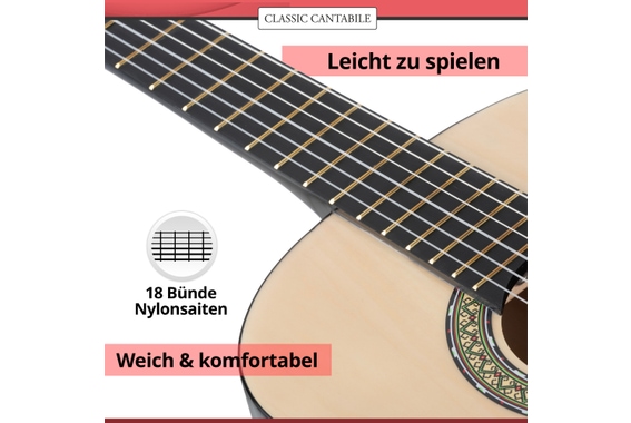 Classic Cantabile Acoustic Series AS-851-L 1/2 Klassikgitarre für Linkshänder Starterset image 9