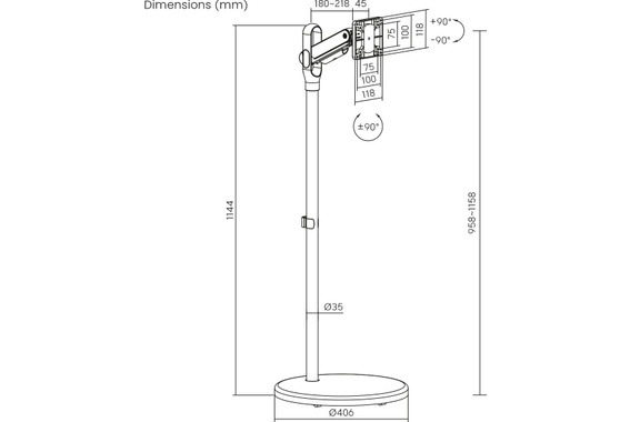 my wall HT 34 Support Mobile Pour Écrans Plats image 9