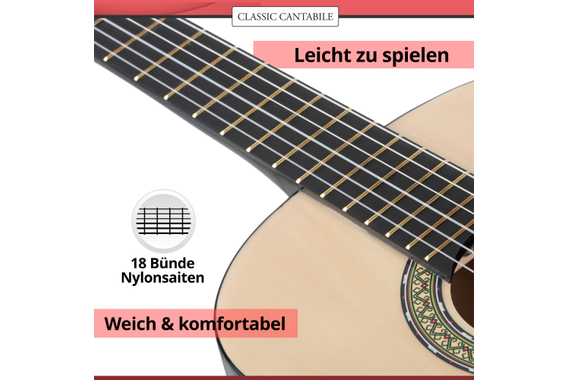 Classic Cantabile Acoustic Series AS-851-L Klassikgitarre 7/8 für Linkshänder Starter-SET image 9