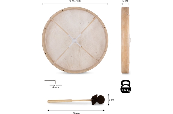 Classic Cantabile FD-18 Ethnic Frame Drum Stimmbar 18" image 9