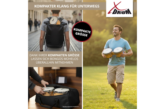 Set XDrum Bongos Pro Natur incl. Bolsa para Bongos image 9