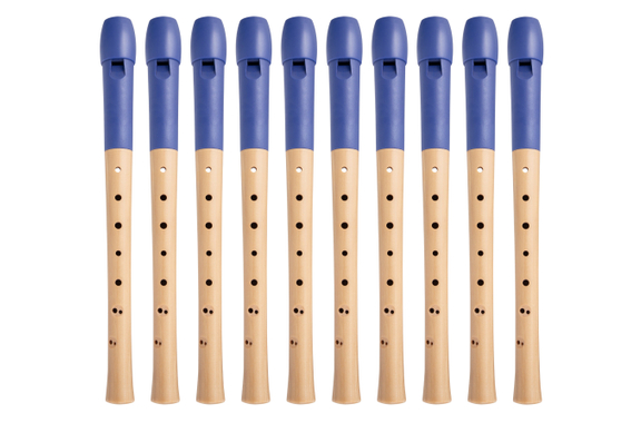 Classic Cantabile Pivella Blockflöte Blau, barocke Griffweise 10er Set image 9