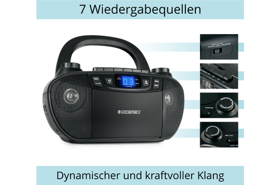 McGrey CDB-1016U BK Boombox With Cassette, Bluetooth and USB image 9