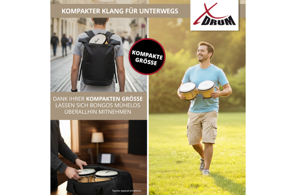 Set XDrum Bongos Club Natur incl. Bolsa para Bongos image 9