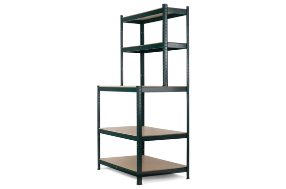 Stagecaptain WBR-175 GR Werkbankregal mit Holzböden Dunkelgrün 4x Set image 9