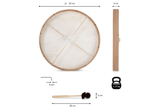 Classic Cantabile FD-24 Ethnic Frame Drum Stembaar 24" - Retour (Staat: Zeer Goed) image 9