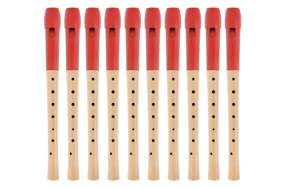 Classic Cantabile Pivella Blockflöte Rot, deutsche Griffweise 10er Set image 9