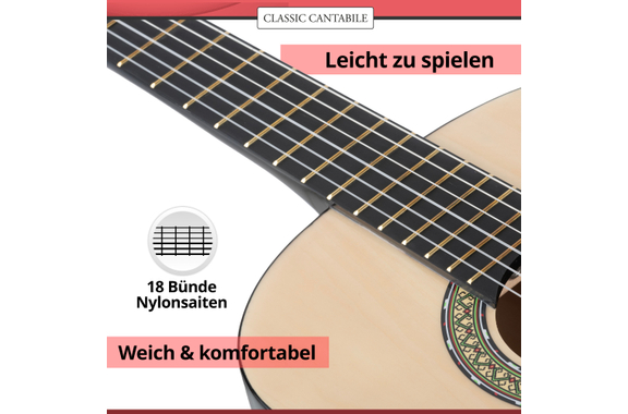 Classic Cantabile Acoustic Series AS-851-L Guitare Classique 1/2 pour Gaucher Set Débutant image 9