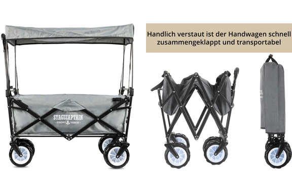 Stagecaptain Bollycart-907D GY Bollerwagen mit Dach image 9