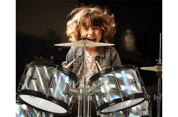 XDrum Junior Pro Kinder Schlagzeug Laser Silver inkl. Schule image 9