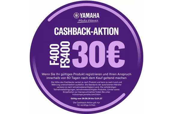 RTM069 Yamaha Play now 30 Euro Cashback F400 FS400